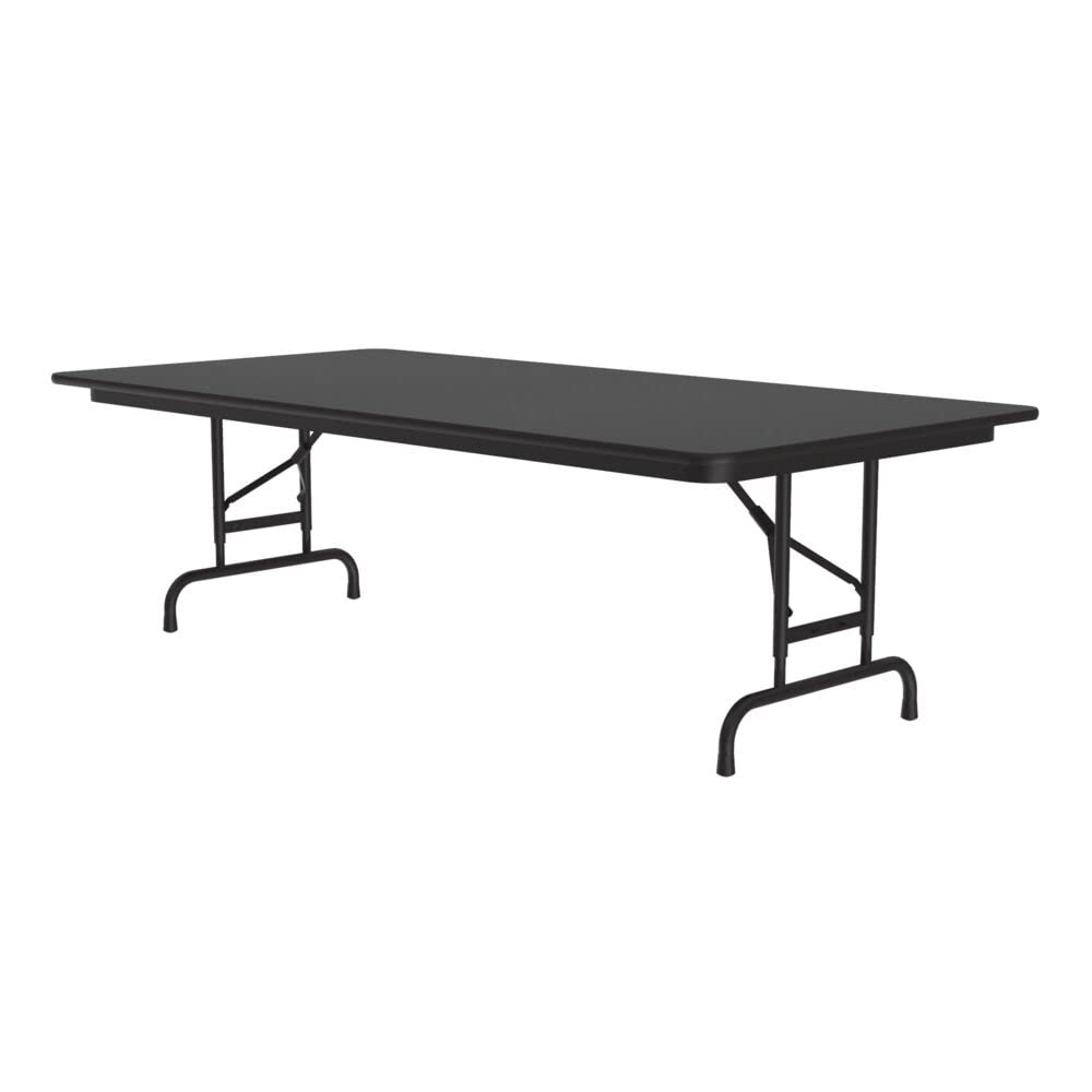 36"x72" Commercial Folding Table, Black Granite Thermal Fused Laminate Top, Height Adjustable (22"-30") Heavy 3/4" Core, USA Made, Strong Steel Apron