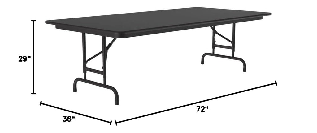 36"x72" Commercial Folding Table, Black Granite Thermal Fused Laminate Top, Height Adjustable (22"-30") Heavy 3/4" Core, USA Made, Strong Steel Apron