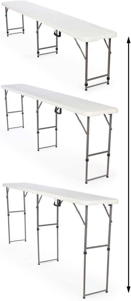 Adjustable-Height Folding Tables are Portable and Can Be Adjusted to 3 Separate Heights