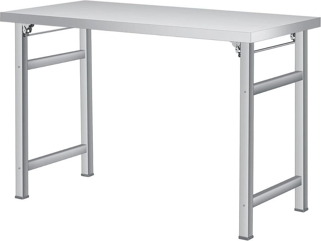Stainless Steel Folding Table 60x24 Inch,  Lbs Heavy-Duty Commercial Prep Table, Metal Worktable with Adjustable Feet, Portable Workstation for Kitchen Garage Restaurant