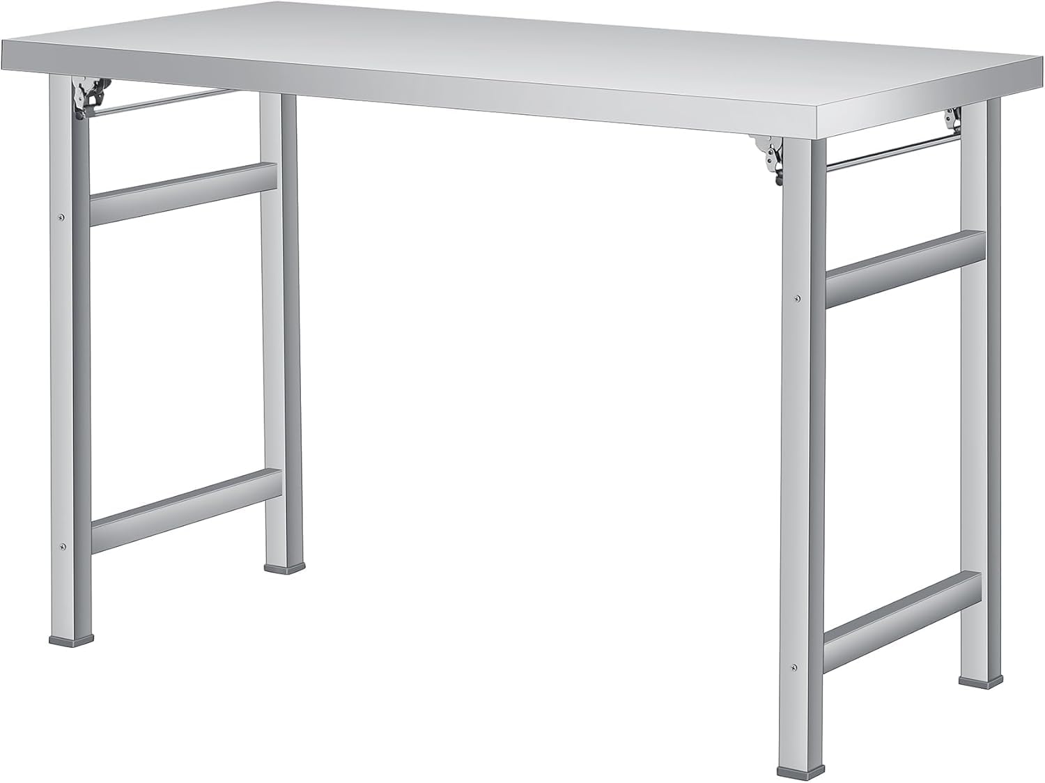 Stainless Steel Folding Table 60x24 Inch,  Lbs Heavy-Duty Commercial Prep Table, Metal Worktable with Adjustable Feet, Portable Workstation for Kitchen Garage Restaurant