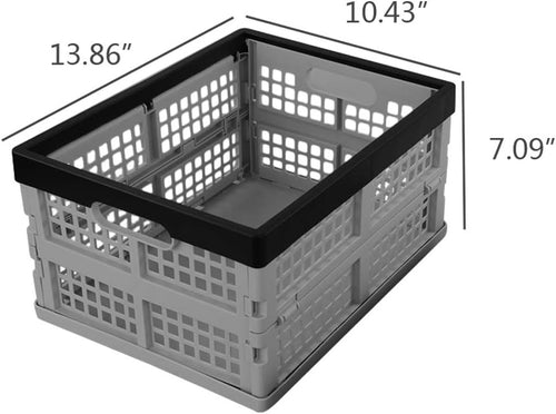 4-Pack 15 L Plastic Collapsible Storage Crates, Folding Crates, Plastic Stackable Storage Crates