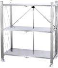Folding Storage Rack Installation,Multi-Layer Stainless Steel Rack Household Use,Removable Trolley,for Living Room Bathroom(71x34x88cm)
