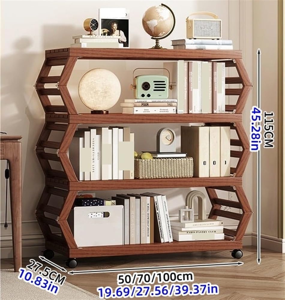 Foldable Storage Rack Shoe Organizer Freestanding Bookshelf Portable Multi-Layer Storage Shelf for Kitchen Entry Office Long-Lasting(50x27.5x115 cm)