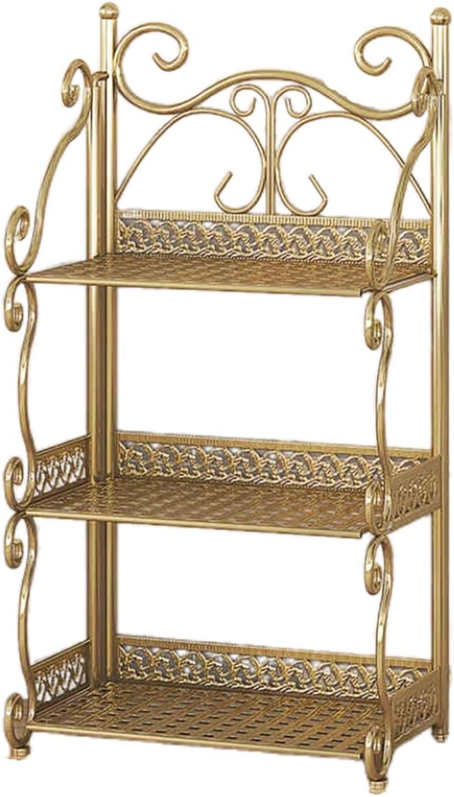 Free Installation Folding Floor-Standing Rack,Multi-Layer Household Shelf,Metal Storage Rack,Suitable for Living Room Bathroom(Color 1,34x21x65cm)