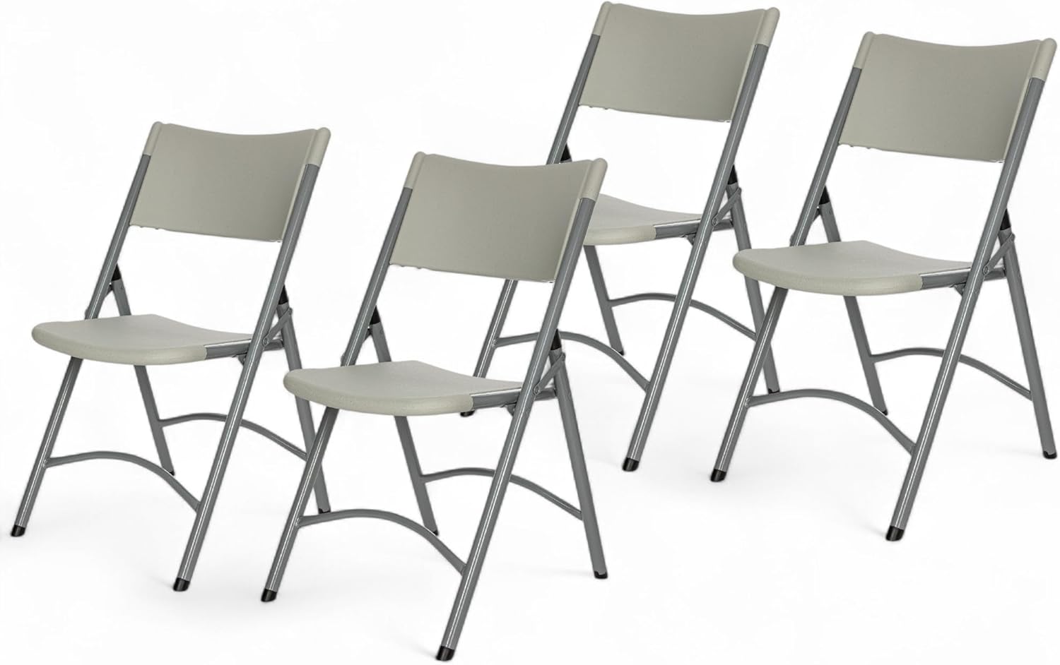 Series High Back Folding Chairs, Blow-Molded Polyethylene Commercial-Grade Seating for Indoor and Outdoor Use, 500 lb Weight Capacity, 4-Pack (Light Gray)