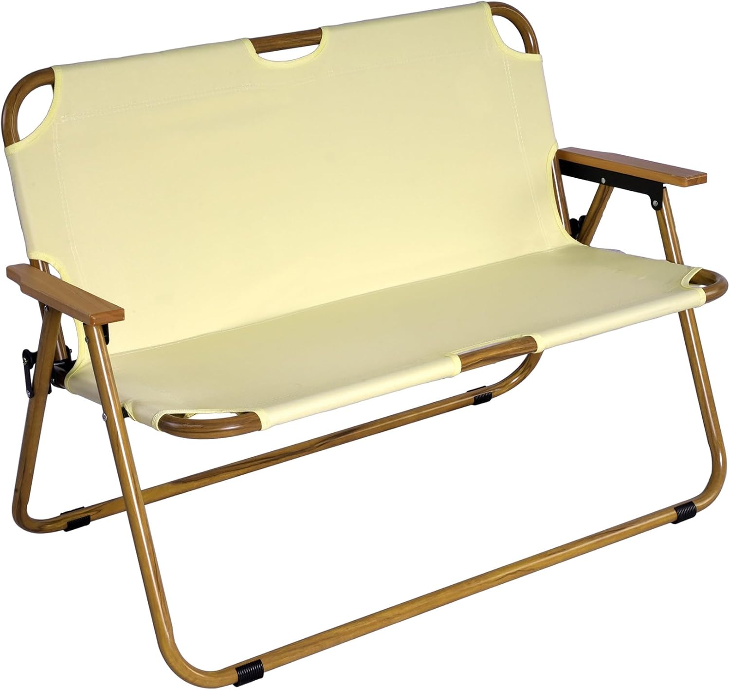 Patio Loveseat 2-Person 45" Outdoor Loveseats Folding Camping Bench Double Chair Foldable Lounge Furniture Chair with Wooden Armrest Portable for Garden,Patio,Terrace,Fishing,Picnic,Park,