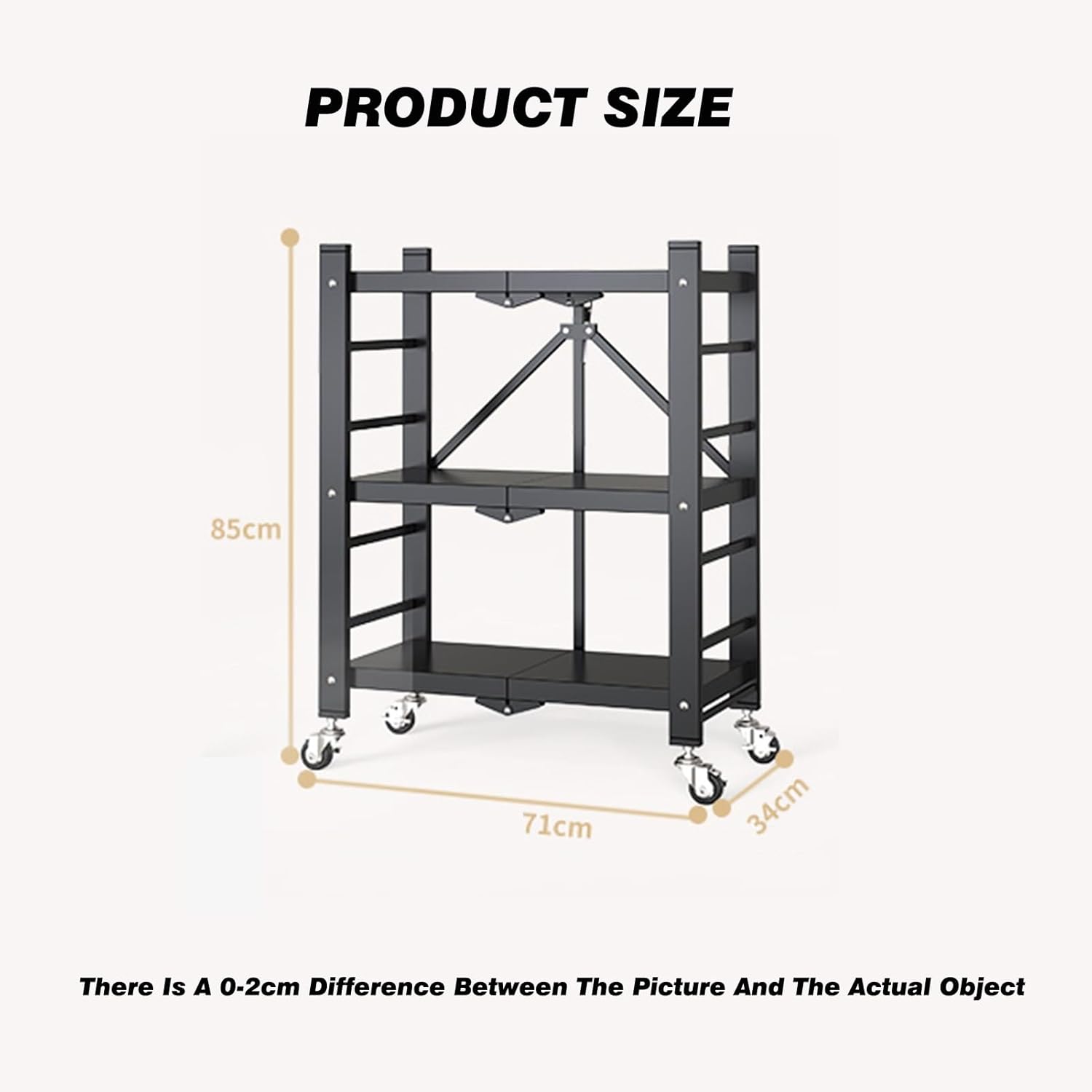 Free Installation Folding Storage Rack,Multi-layer Floor Rack,Removable Microwave Pot Storage Rack,Suitable for Living Room Bathroom(Black,71x34x85cm)