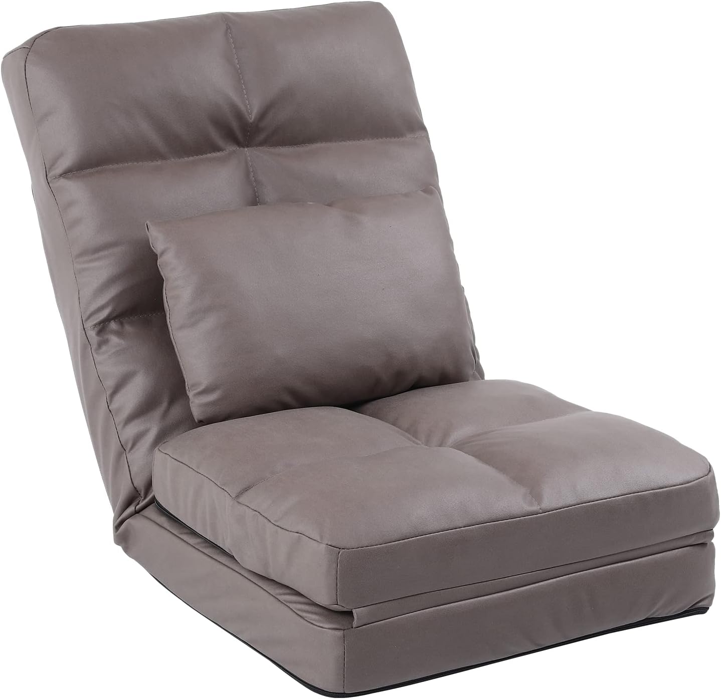 Indoor Chaise Lounge Sofa, Floor Chair with Back Support for Adults, 14 Angle Adjustment Recliner Chair, Folding Floor Lounger with Pillow