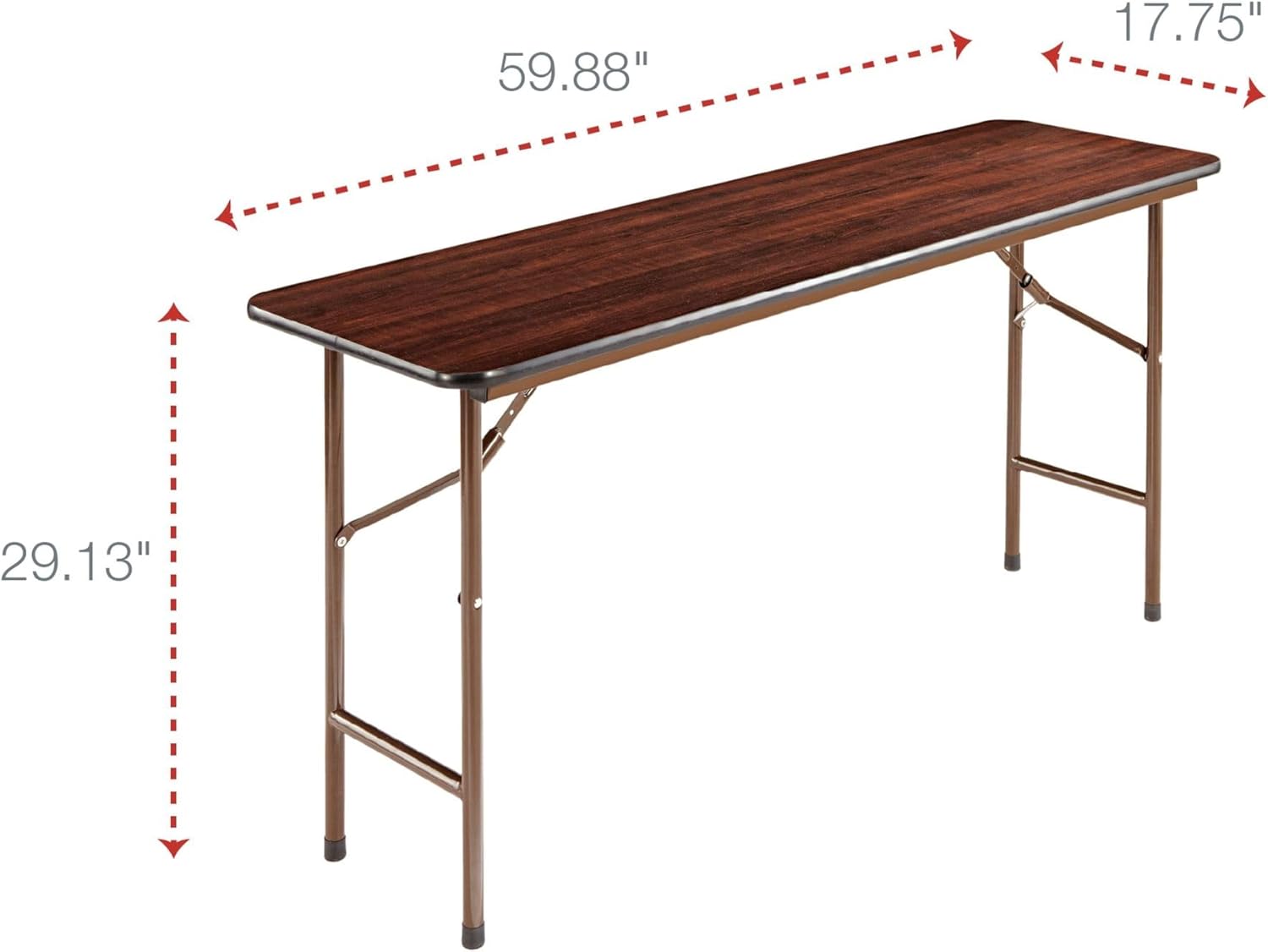 59.88 in. W x 17.75 in. D x 29.13 in. H Rectangular Wood Folding Table - Mahogany