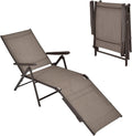 Folding Lounge Chair Outdoor, Recliner Chaise Lounge with 5-Position Adjustable Backrest & 2-Position Footrest, No Assembly Required, Suitable for Patio Poolside Beach Yard (1, Brown)