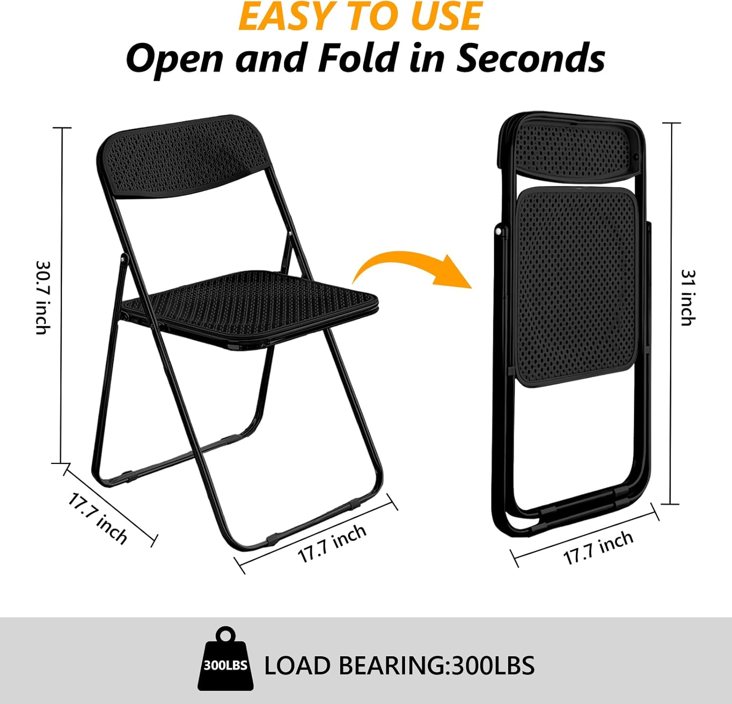 Folding Chairs, lb Capacity Steel Frame, Foldable for Indoor Outdoor Party,12-Pack,Black