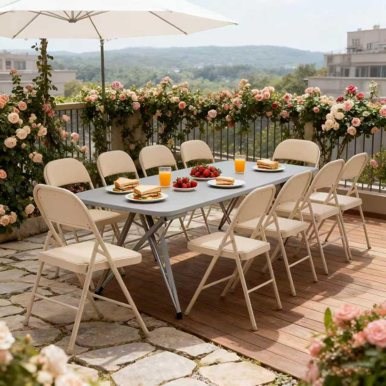 Khaki Folding Chairs 20 Pack with Padded Cushion and Back, Portable Duty Metal Frame Commercial Seat, Foldable Indoor Outdoor Chairs for Office Party Events Kitchen Dinning Wedding, 330-LBS Capacity