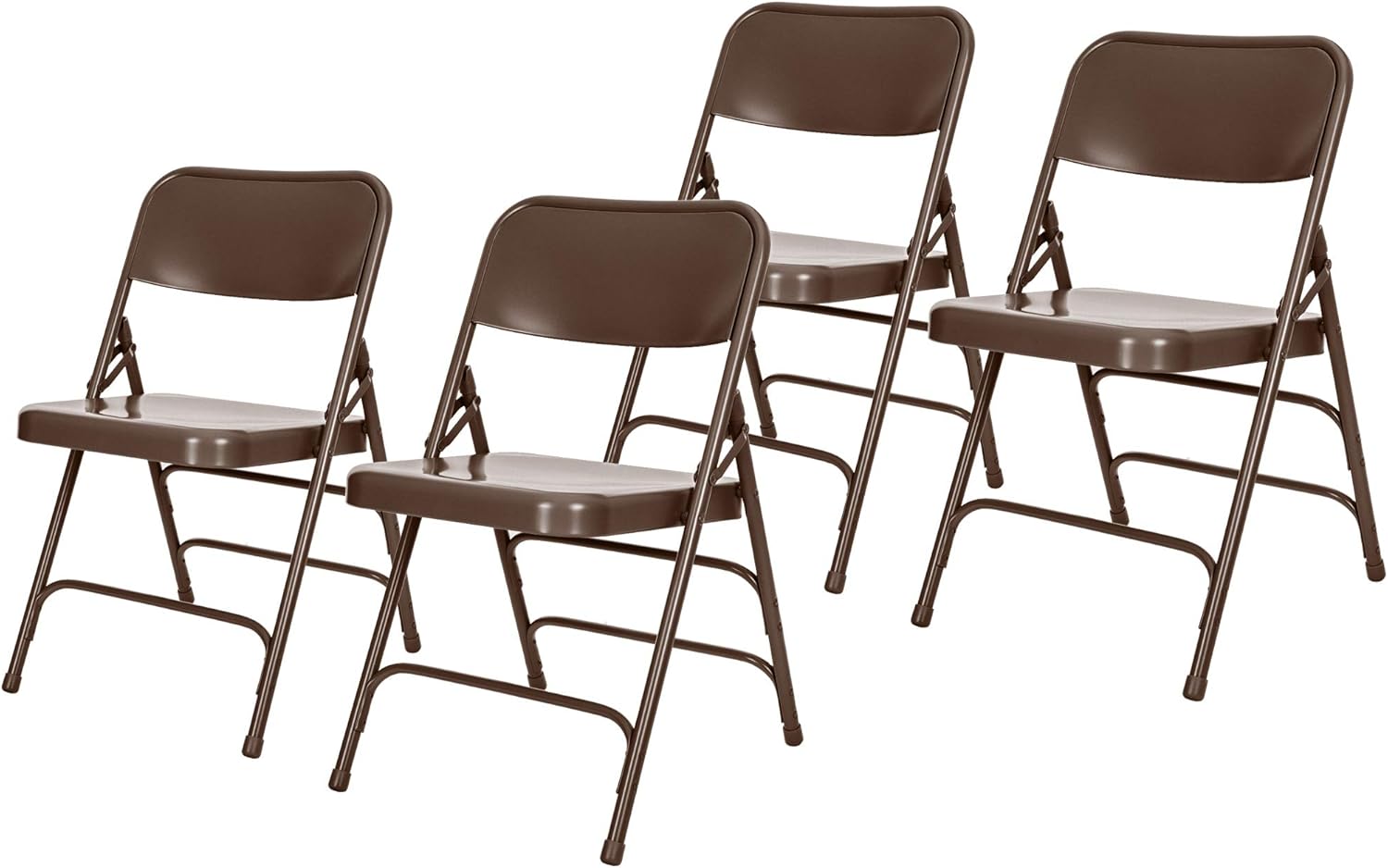 Series Premium Heavy-Duty All-Steel Folding Chairs, Triple-Braced Commercial Metal Chairs with Double Hinges, 500 lb Capacity (4-Pack, Brown)