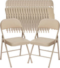 Khaki Folding Chairs 20 Pack with Padded Cushion and Back, Portable Duty Metal Frame Commercial Seat, Foldable Indoor Outdoor Chairs for Office Party Events Kitchen Dinning Wedding, 330-LBS Capacity