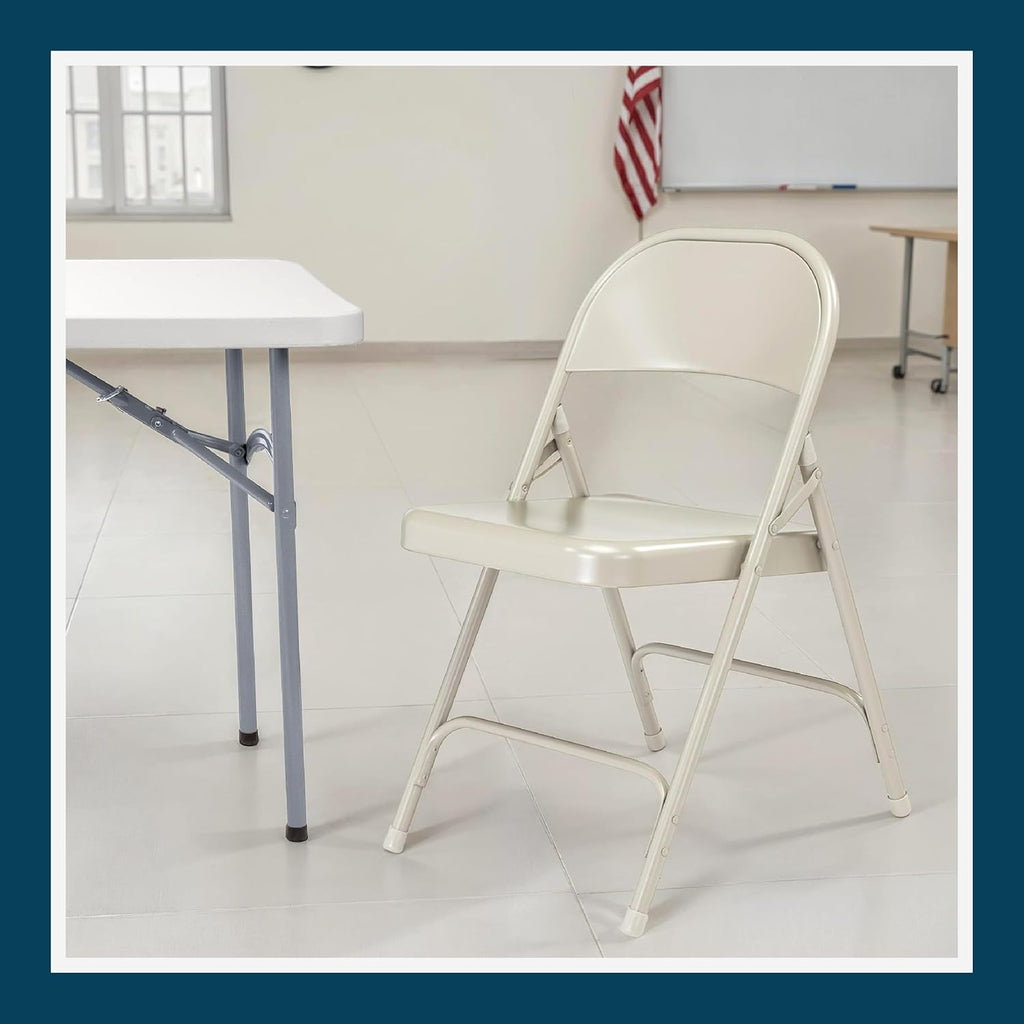Series All-Steel Heavy-Duty Folding Chairs with 500 lb Weight Capacity (4-Pack, Gray)