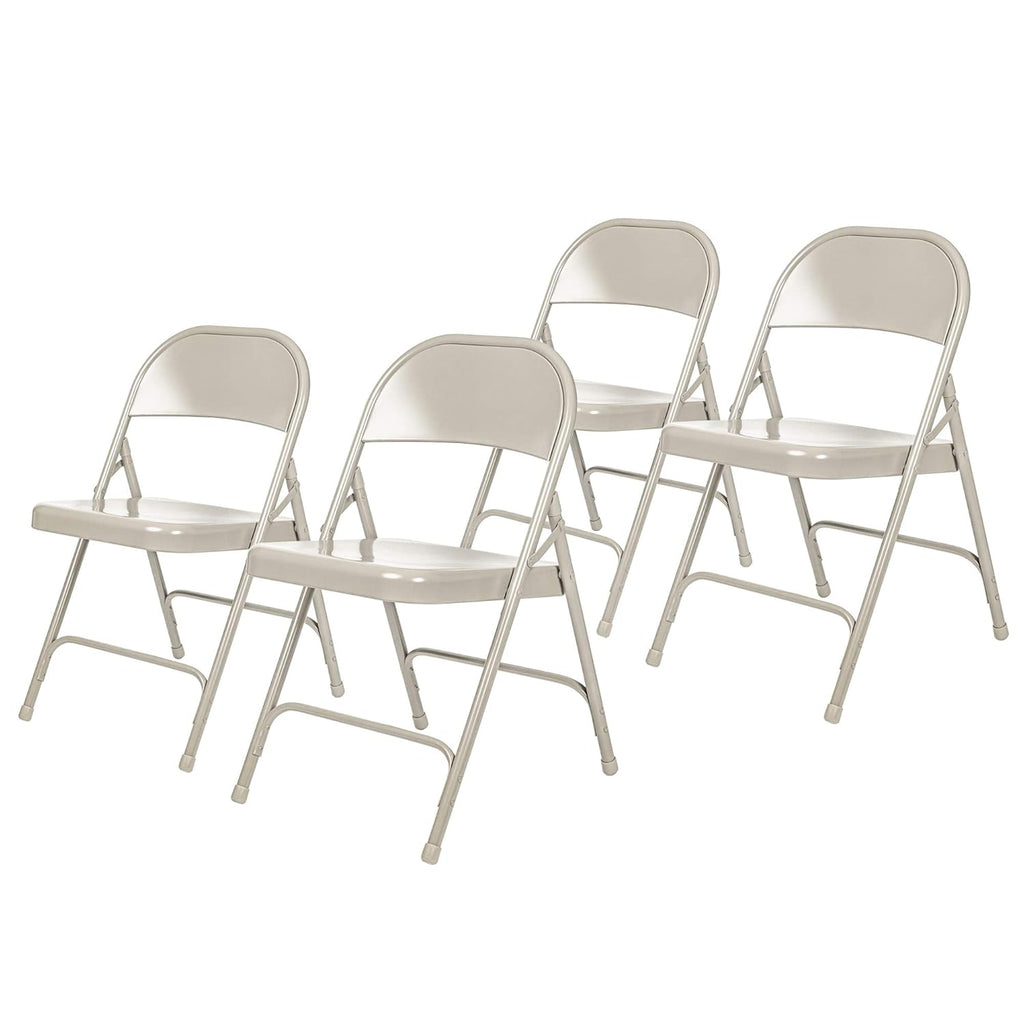 Series All-Steel Heavy-Duty Folding Chairs with 500 lb Weight Capacity (4-Pack, Gray)