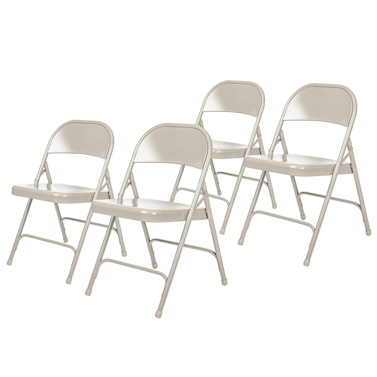 Series All-Steel Heavy-Duty Folding Chairs with 500 lb Weight Capacity (4-Pack, Gray)