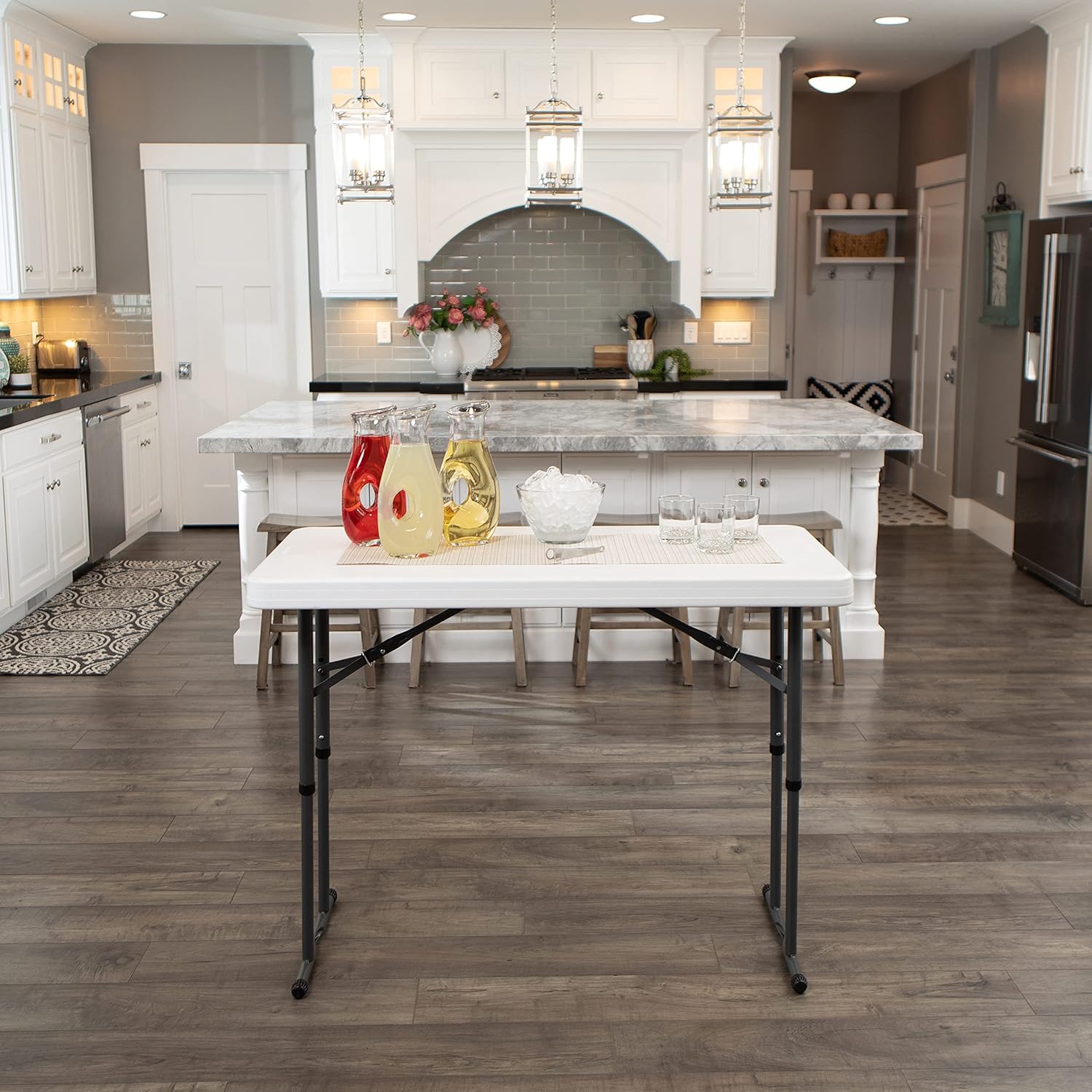 Commercial Height Adjustable Folding Utility Table, 4-Foot