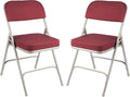 Series Heavy Duty, Industrial Grade, Premium Fabric Folding Chairs 2" Ultra Padded Seat Double Hinged Steel Frame (2 Pack, Red/Gray)