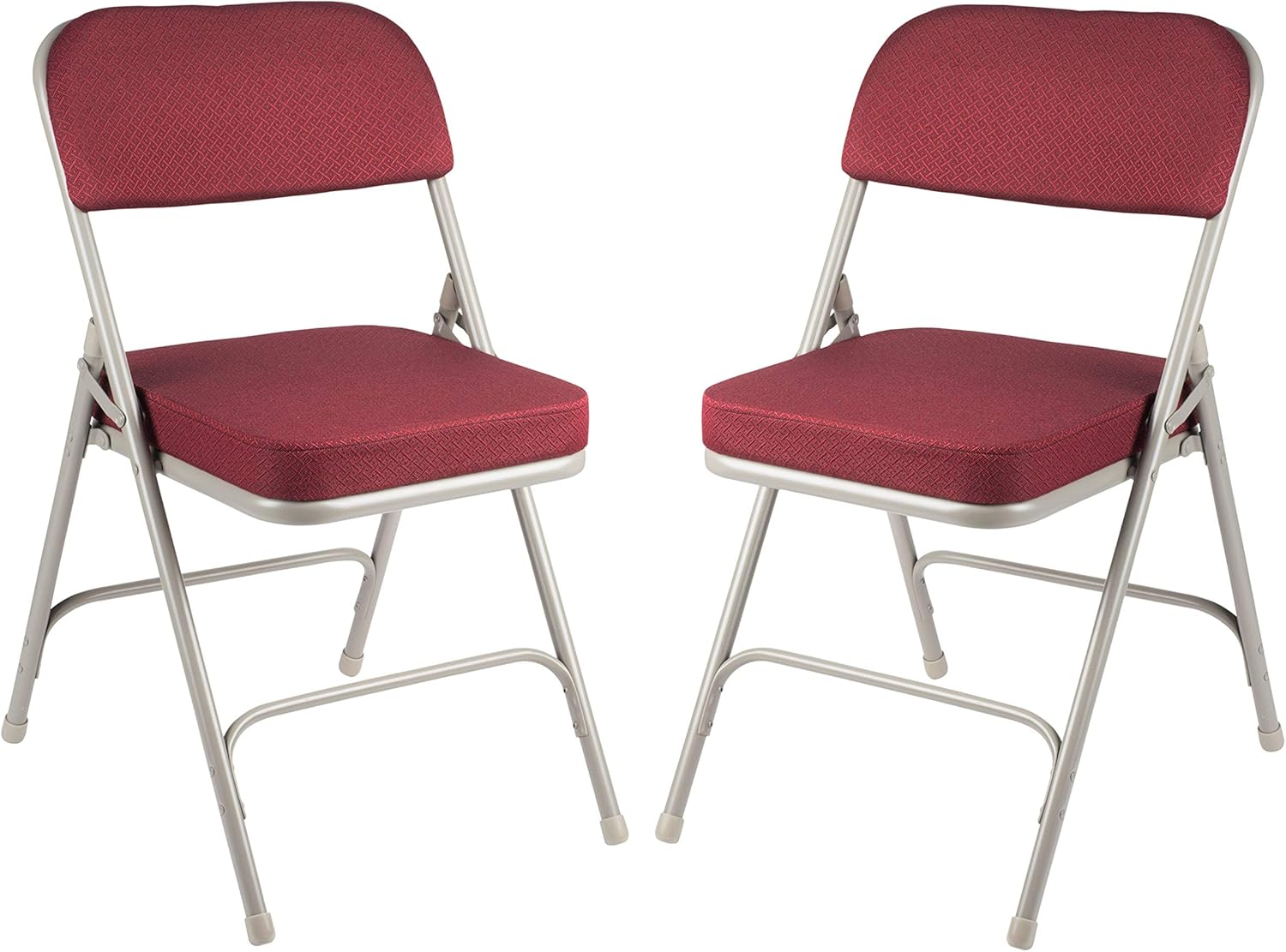 Series Heavy Duty, Industrial Grade, Premium Fabric Folding Chairs 2" Ultra Padded Seat Double Hinged Steel Frame (2 Pack, Red/Gray)