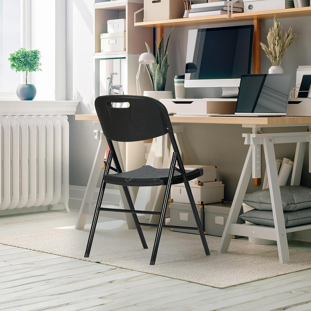 8 Pack Thicker 800 LBS Black Folding Chairs, Commercial Grade Folding Chair, Foldable Chairs for Events