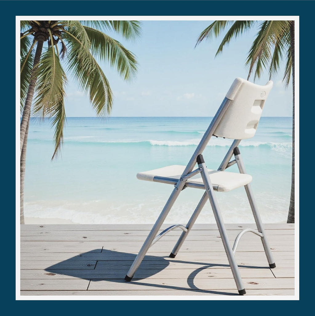 Series High Back Folding Chairs, Blow-Molded Polyethylene Commercial-Grade Seating for Indoor and Outdoor Use, 500 lb Weight Capacity, 4-Pack (Light Gray)