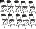 Set of 10,Black Plastic Folding Chair Steel Frame Commercial High Capacity Event Chair Lightweight Set for Office Wedding Party Picnic Kitchen Dining Church School