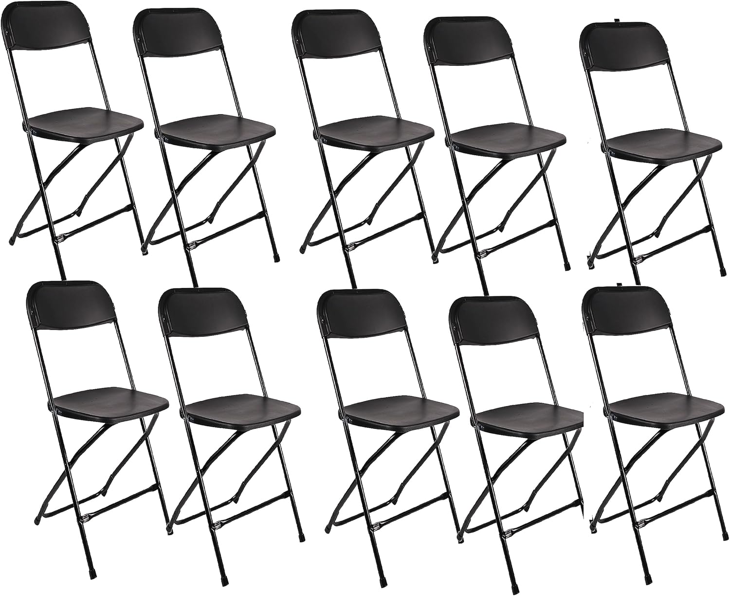 Set of 10,Black Plastic Folding Chair Steel Frame Commercial High Capacity Event Chair Lightweight Set for Office Wedding Party Picnic Kitchen Dining Church School