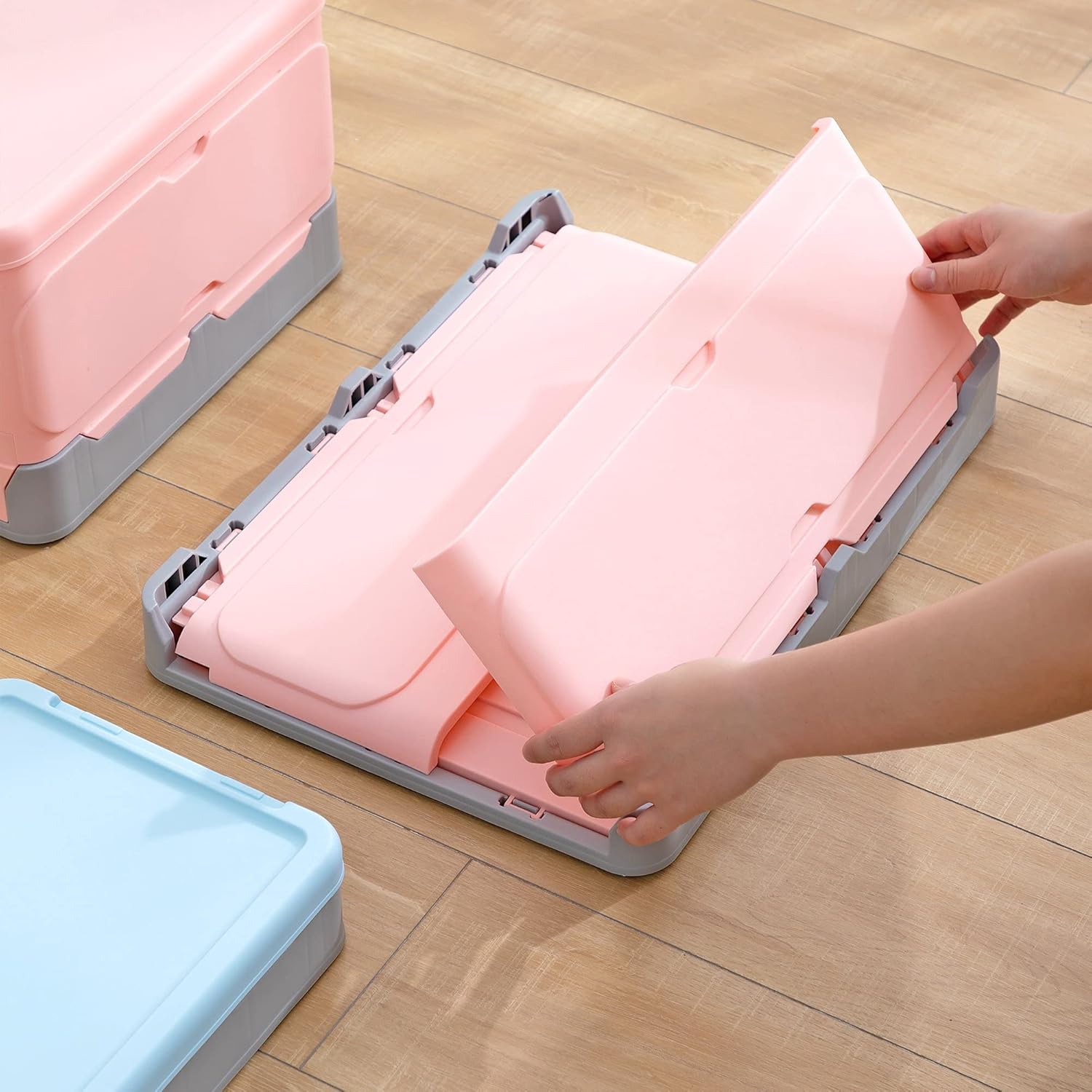 Folding Storage Box, Student Books Storage Box, Foldable Storage Box for Clothes, Snacks, Toys, Etc., Suitable for Home Use, Supermarket Shopping, Car Trunk, 18.5" x 13.3" x9.0", Large, Blue