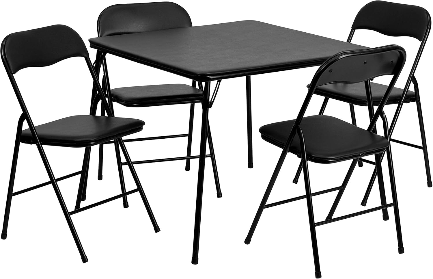 5-Piece Folding Card Table and Chairs Set, Portable Event Table and Chairs Set, Black