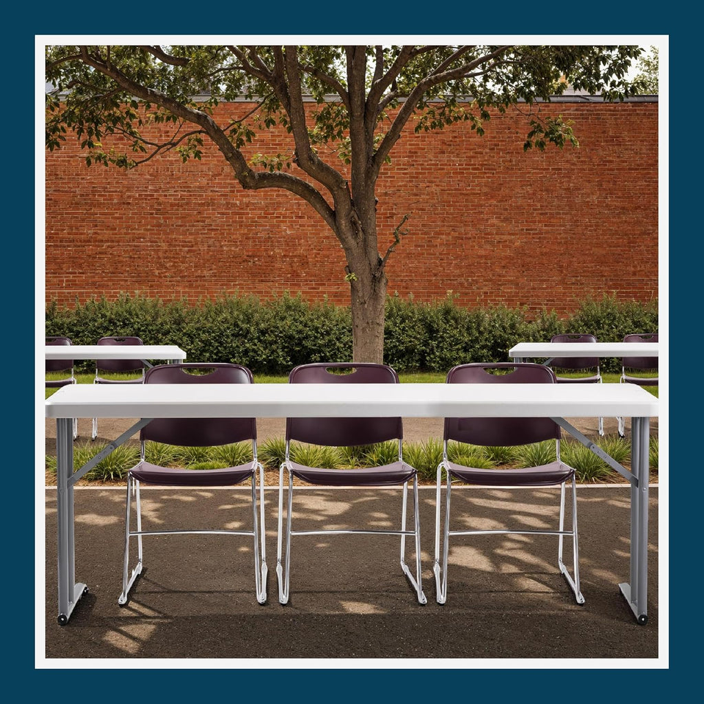 1872 Commercial-Grade Premium Industrial Seminar Folding Table with Thick Blow-Molded Top and 16-Gauge Cantilever Steel Legs (Seminar, 18" × 72", Speckled Gray Top)