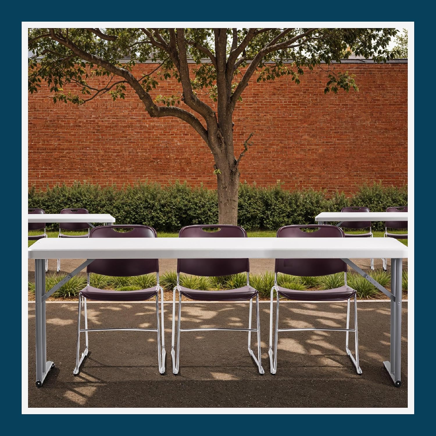 1872 Commercial-Grade Premium Industrial Seminar Folding Table with Thick Blow-Molded Top and 16-Gauge Cantilever Steel Legs (Seminar, 18" × 72", Speckled Gray Top)